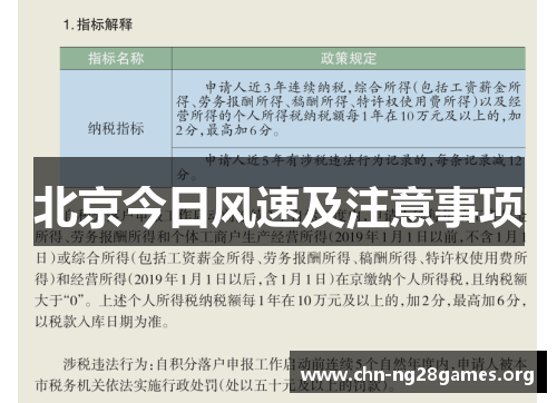 北京今日风速及注意事项